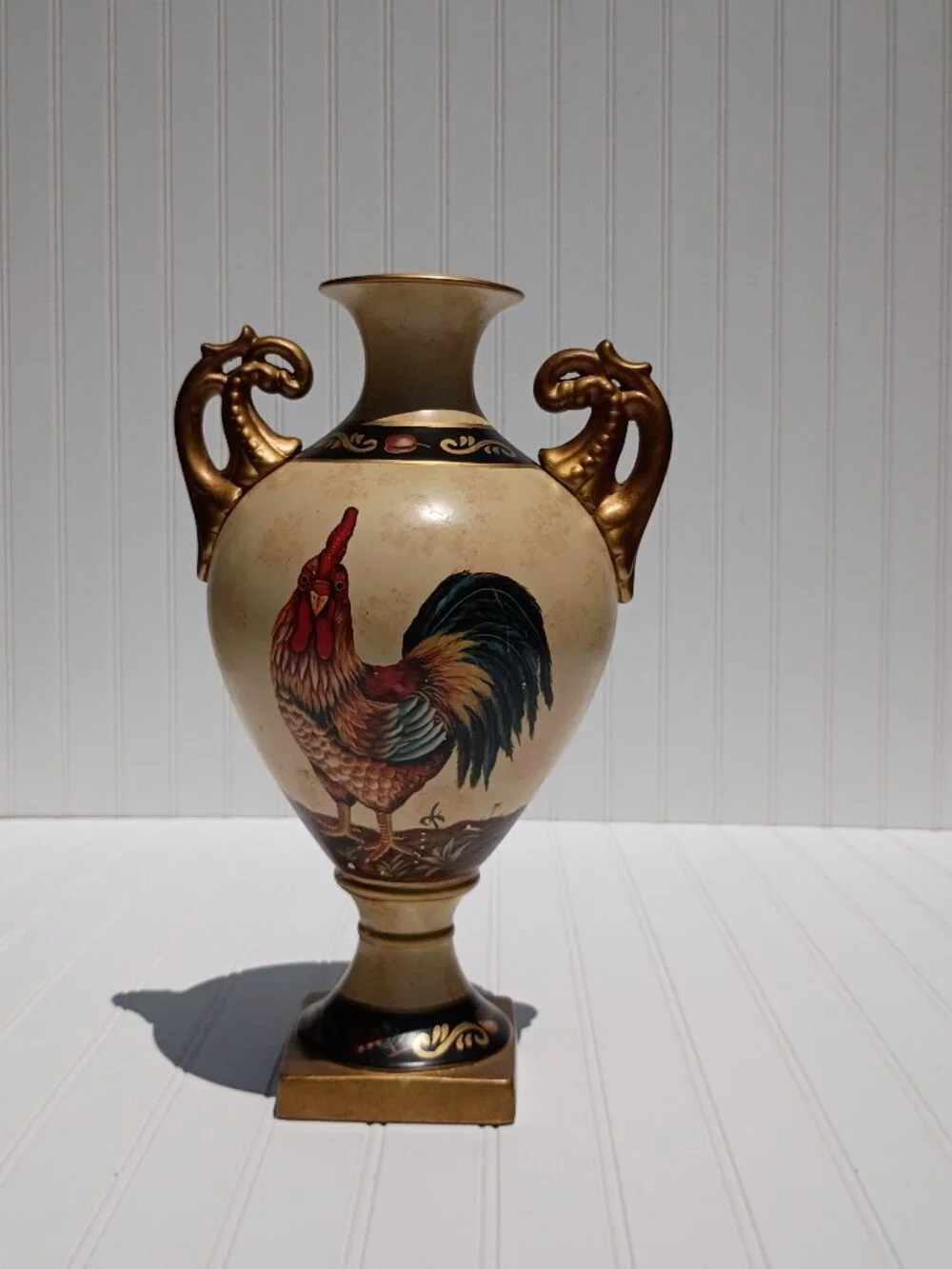 Vtg La Dolce Vita Ja Designs Antique Rooster Collection Ceramic Vase Urn 15.5